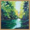 image:imageKate and Laurel Downstream Framed Canvas Wall Art by Rachel Christopoulos 22 x 22 Sylvie Natural Farmhouse Landscapes Nature Seasons Art for Wall Decor Living Room Bedroom