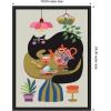 image:imageKate and Laurel Fat Cat Tea Party Framed Canvas Wall Art by Rachel Lee 18 x 24 Sylvie Black MidCentury Animals Cuisine Art for Wall Decor Living Room Bedroom