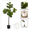 image:imageKate and Laurel Fidmont Faux Fiddle Fig Tree with Gavri Metal Planter Pot 4 FT Silver and Rustic Brown Potted Artificial Tree Indoor with Realistic Foliage and Added Moss Living Room Fake Plant3ft 11in