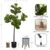 image:imageKate and Laurel Fidmont Faux Fiddle Fig Tree with Gavri Metal Planter Pot 4 FT Silver and Rustic Brown Potted Artificial Tree Indoor with Realistic Foliage and Added Moss Living Room Fake Plant4ft 7in