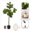 image:imageKate and Laurel Fidmont Faux Fiddle Fig Tree with Jia Curved Planter Pot 4 FT Cream Potted Artificial Tree Indoor with Realistic Foliage and Added Moss Fake Plant for Living Room Decor