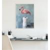 image:imageKate and Laurel Flamingo Standing with Toilet Paper Rolls Bathroom Art Framed Canvas Wall Art by The Creative Bunch Studio 18 x 24 Sylvie Beaded White Whimsical Animals Bathroom Humor Art for Wall