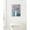 image:imageKate and Laurel Flamingo Standing with Toilet Paper Rolls Bathroom Art Framed Canvas Wall Art by The Creative Bunch Studio 18 x 24 Sylvie Beaded White Whimsical Animals Bathroom Humor Art for Wall