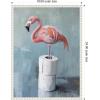 image:imageKate and Laurel Flamingo Standing with Toilet Paper Rolls Bathroom Art Framed Canvas Wall Art by The Creative Bunch Studio 18 x 24 Sylvie Beaded White Whimsical Animals Bathroom Humor Art for Wall