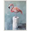 image:imageKate and Laurel Flamingo Standing with Toilet Paper Rolls Bathroom Art Framed Canvas Wall Art by The Creative Bunch Studio 18 x 24 Sylvie Beaded White Whimsical Animals Bathroom Humor Art for Wall