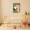image:imageKate and Laurel Framed Canvas Wall Art Print Flamingo Minimalist Pink Stripes by Laura Moss 18 x 24 Sylvie Natural Frame Whimsical Animal Art for Wall Decor