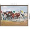 image:imageKate and Laurel Framed Canvas Wall Art Print Horse Race 1911 Angelo Jank by Nostalgia Prints 24 x 18 Sylvie Walnut Frame Traditional Sport Art for Wall Decor