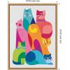 image:imageKate and Laurel Framed Canvas Wall Art Print Modern Abstract Cats by Rachel Lee 18 x 24 Sylvie Natural Frame Whimsical Abstract Art for Wall Decor