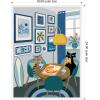 image:imageKate and Laurel Framed Canvas Wall Art Print Pizza Cats by Rachel Lee 3 Birdies Studio 18 x 24 Sylvie White Frame Whimsical Animal Art for Wall Decor
