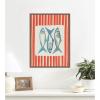 image:imageKate and Laurel Framed Canvas Wall Art Print Sardine with Pink Stripes by Alicia Bock 18 x 24 Sylvie Walnut Frame Coastal Animal Art for Wall Decor