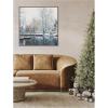 image:imageKate and Laurel Framed Canvas Wall Art Print Snow Covered Punts on the River Cam by Laura Evans 30 x 30 Sylvie Dark Gold Frame Traditional Landscape Art for Wall Decor