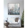 image:imageKate and Laurel Framed Canvas Wall Art Print Snow Covered Punts on the River Cam by Laura Evans 30 x 30 Sylvie Dark Gold Frame Traditional Landscape Art for Wall Decor