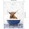 image:imageKate and Laurel Highland Cow in Eclectic Blue Bathtub Framed Canvas Wall Art by Amy Peterson 18 x 24 Sylvie White Whimsical Animals Bathroom Humor Art for Wall Decor Living Room Bedroom