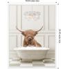 image:imageKate and Laurel Highland Cow in Lux Bathtub Framed Canvas Wall Art by Amy Peterson 18 x 24 Sylvie White Whimsical Humor Animals Bathroom Art for Wall Decor Living Room Bedroom
