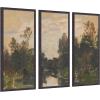 image:imageKate and Laurel Landscape by the River Barycz Adolf Dressier 3 Piece Framed Wall Art Print Set by Nostalgia Prints Dark Bronze Scoop Traditional Landscape Art for Wall Decor