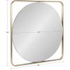image:imageKate and Laurel Nobles Modern Square Mirror 24 x 24 Gold Decorative Square Wall Decor with an Inset Round Mirror