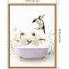 image:imageKate and Laurel Penguins in Spring Bathtub Framed Canvas Wall Art by Amy Peterson 18 x 24 Sylvie Natural Whimsical Animals Bathroom Art for Wall Decor Living Room Bedroom