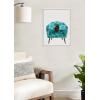 image:imageKate and Laurel Sylvie 9 Teal Chair Framed Canvas Wall Art by Planet Cat 18x24 White Modern Simple Living Room Chair with Animal Art for Wall Decor