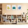 image:imageKate and Laurel Sylvie 9 Teal Chair Framed Canvas Wall Art by Planet Cat 18x24 White Modern Simple Living Room Chair with Animal Art for Wall Decor