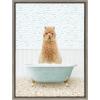 image:imageKate and Laurel Sylvie Alpaca in Little Fish Bath Framed Canvas Wall Art by Amy Peterson Art Studio 18x24 Gray Cute Animal Bathtub Art for Wall