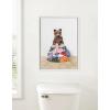 image:imageKate and Laurel Sylvie Beaded Bear On Laundry Pile Scandi Style Vintage Framed Canvas Wall Art by Amy Peterson 18x24 White Modern Fun Animal Laundry Wall Art for Home Dcor