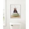 image:imageKate and Laurel Sylvie Beaded Bear and Weasel in Country Cottage Bath Vintage Framed Canvas Wall Art by Amy Peterson 18x24 White Modern Fun Animal Bathtub Wall Art for Home Dcor