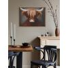 image:imageKate and Laurel Sylvie Beaded Highland Cow Portrait Painting Vintage Framed Canvas Wall Art by The Creative Bunch Studio 18x24 Gold Traditional Painterly Farm Animal Art for Wall
