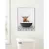 image:imageKate and Laurel Sylvie Beaded Highland Cow in Black and White Stencil Bath Vintage Framed Canvas Wall Art by Amy Peterson Art Studio 18x24 White Cute Cow Bathtub Art for Wall