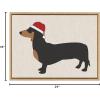 image:imageKate and Laurel Sylvie Dachshund Through The Snow Framed Canvas Wall Art by Jake Goossen 18x24 Natural Cute Christmas Wiener Dog Art for Wall