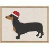 image:imageKate and Laurel Sylvie Dachshund Through The Snow Framed Canvas Wall Art by Jake Goossen 18x24 Natural Cute Christmas Wiener Dog Art for Wall
