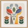image:imageKate and Laurel Sylvie Folk Birds Harvest Framed Canvas Wall Art by Carey Copeland 22x22 Natural MidCentury Colorful Bird Wall Decor