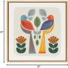 image:imageKate and Laurel Sylvie Folk Birds Harvest Framed Canvas Wall Art by Carey Copeland 22x22 Natural MidCentury Colorful Bird Wall Decor