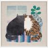 image:imageKate and Laurel Sylvie Friends 1 Framed Canvas Wall Art by Planet Cat 22x22 White Cute Whimsical Two Cats Soft Art for Wall Home Decor