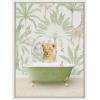 image:imageKate and Laurel Sylvie Lion Cub in Wild Safari Bath Framed Canvas Wall Art by Amy Peterson Art Studio 18x24 White Cute Animal Bathtub Art for Wall