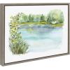 image:imageKate and Laurel Sylvie Pond Landscape Framed Canvas Wall Art by Patricia Shaw 18x24 Gray Decorative Landscape Art for Wall