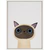 image:imageKate and Laurel Sylvie Siamese Cat Framed Canvas Wall Art by Planet Cat 18x24 White Cute Whimsical Kitten Portrait Art for Wall Home Decor