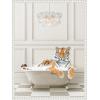 image:imageKate and Laurel Tiger Traditional Chandelier Bath Framed Canvas Wall Art by Amy Peterson 18 x 24 Sylvie Beaded White Whimsical Animals Bathroom Art for Wall Decor Living Room Bedroom