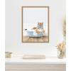 image:imageKate and Laurel Tiger in Cottage Blue Bathtub Framed Canvas Wall Art by Amy Peterson 18 x 24 Sylvie Natural Whimsical Animals Art for Wall Decor Living Room Bedroom