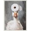 image:imageKate and Laurel Toilet Paper Roll on Cute Goose Head Bathroom Art Framed Canvas Wall Art by The Creative Bunch Studio 18 x 24 Sylvie Beaded White Whimsical Bathroom Humor Animals Art for Wall