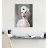 image:imageKate and Laurel Toilet Paper Roll on Cute Goose Head Bathroom Art Framed Canvas Wall Art by The Creative Bunch Studio 18 x 24 Sylvie Beaded White Whimsical Bathroom Humor Animals Art for Wall