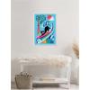 image:imageKate and Laurel Vibrant Whimsical Ocean Surf Cat Framed Canvas Wall Art by Rachel Lee 23 x 33 Sylvie White Whimsical Beach Animals Sports Art for Wall Decor Living Room Bedroom