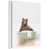 image:imageKate and Laurel Bear in Cottage Green Bath Framed Canvas Wall Art by Amy Peterson 18 x 24 Sylvie White Whimsical Animals Bathroom Humor Art for Wall Decor Living Room Bedroom