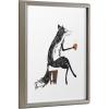 image:imageKate and Laurel Blake Fox Orange Coffee Cup Framed Printed Glass Wall Art by Viola Kreczmer 16x20 Gray Modern Animal Art for Wall