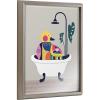 image:imageKate and Laurel Blake Mid Century Modern Duckie in The Tub Framed Printed Glass Wall Art by Rachel Lee of My Dream Wall 16x20 Graywash Adorable Animal Art for Wall
