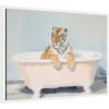 image:imageKate and Laurel Charming Boho Cottage Farmhouse Tiger in Bathtub Framed Canvas Wall Art by The Creative Bunch Studio 24 x 18 Sylvie White Whimsical Animals Bathroom Humor Kids Art for Wall Decor