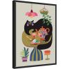 image:imageKate and Laurel Fat Cat Tea Party Framed Canvas Wall Art by Rachel Lee 18 x 24 Sylvie Black MidCentury Animals Cuisine Art for Wall Decor Living Room Bedroom