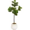 image:imageKate and Laurel Fidmont Faux Fiddle Fig Tree with Gavri Metal Planter Pot 4 FT Silver and Rustic Brown Potted Artificial Tree Indoor with Realistic Foliage and Added Moss Living Room Fake Plant3ft 11in