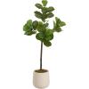 image:imageKate and Laurel Fidmont Faux Fiddle Fig Tree with Jia Curved Planter Pot 4 FT Cream Potted Artificial Tree Indoor with Realistic Foliage and Added Moss Fake Plant for Living Room Decor