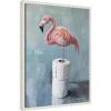 image:imageKate and Laurel Flamingo Standing with Toilet Paper Rolls Bathroom Art Framed Canvas Wall Art by The Creative Bunch Studio 18 x 24 Sylvie Beaded White Whimsical Animals Bathroom Humor Art for Wall