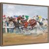 image:imageKate and Laurel Framed Canvas Wall Art Print Horse Race 1911 Angelo Jank by Nostalgia Prints 24 x 18 Sylvie Walnut Frame Traditional Sport Art for Wall Decor